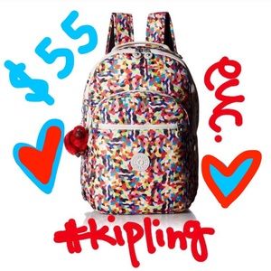 🌈EUC Kipling Multi Splatter Seoul Backpack🌈